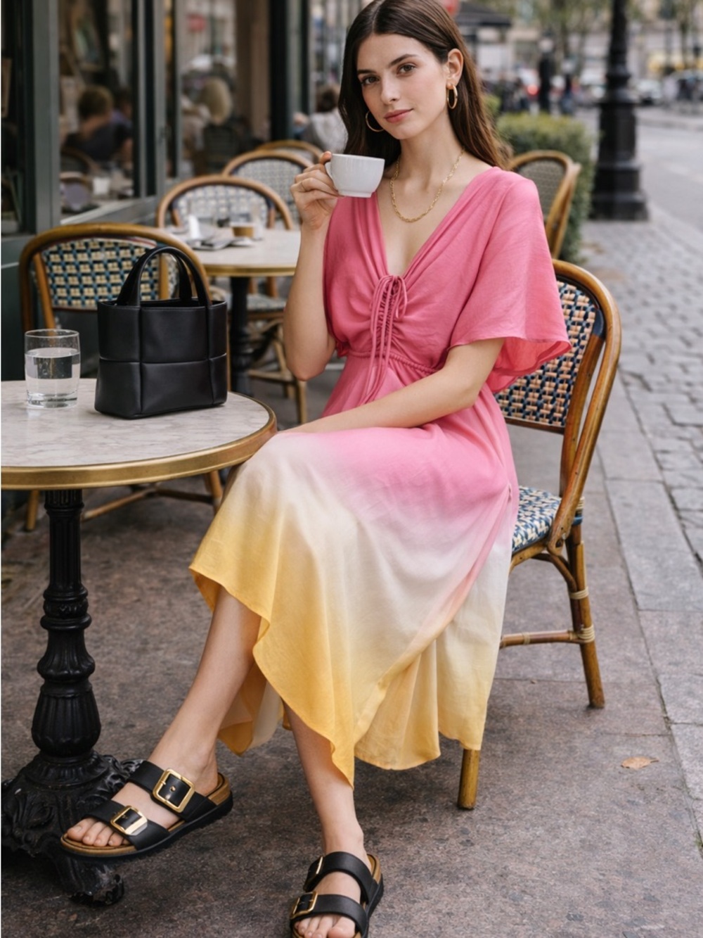 Maje 222Rachelly Ombre Dress Size Medium Tall | Handkerchief Hem Resort Vibe